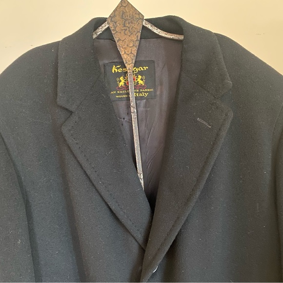 Men’s Black Vintage Italian Fabric Top Coat SIZE 44 ! - Picture 2 of 13